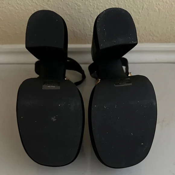 Dolls Kill Black and Gold Platform Heels - Picture 8 of 8